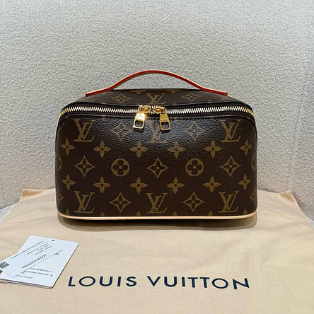 Жіноча коричнева шкіряна косметичка Louis Vuitton Toilet Dopp Kit Pouch Eclipse Луї Віттон несесер LV, фото 1