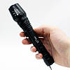 Ручний LED ліхтар T62 на 2 акумулятори 18650 / Потужний туристичний ліхтарик із зумом, фото 9