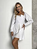 Нарядна коротка біла сукня з довгим рукавом, біле плаття до колін 46-48, фото 3