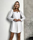 Коктейльне коротке біле жіноче плаття з довгим рукавом, біла вечірня сукня 42-44, фото 2