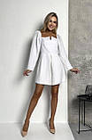 Нарядна коротка біла сукня з довгим рукавом, біле плаття до колін 46-48, фото 2