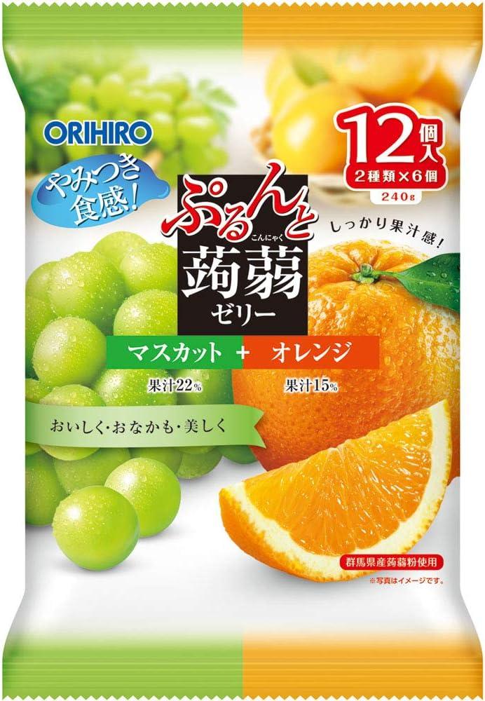 Японська цукерка рідке желе Orihiro Plantdew Konnyaku Jelly Pouch Muscat And Orange 12шт