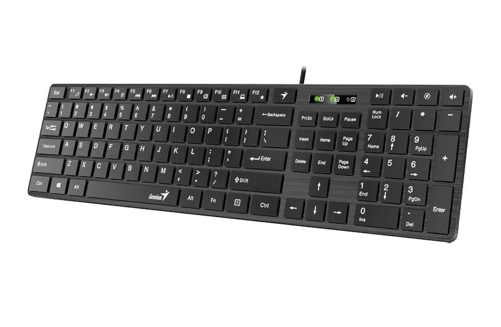 Клавіатура Genius SlimStar 126, USB, клавіші типу "Шоколад", 12 функціональних клавіш, 1.4 м, Black