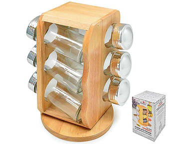 Спецівниця на дерев.підставці Woody 6шт/наб 13,5х13,5х20,5см MS-0369 ТМ STENSON FG