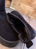 ЧЕЛСІ Уги жіночі UGG на високій платформі Чорні екозамшаботки напівстискання зима LQD, фото 5