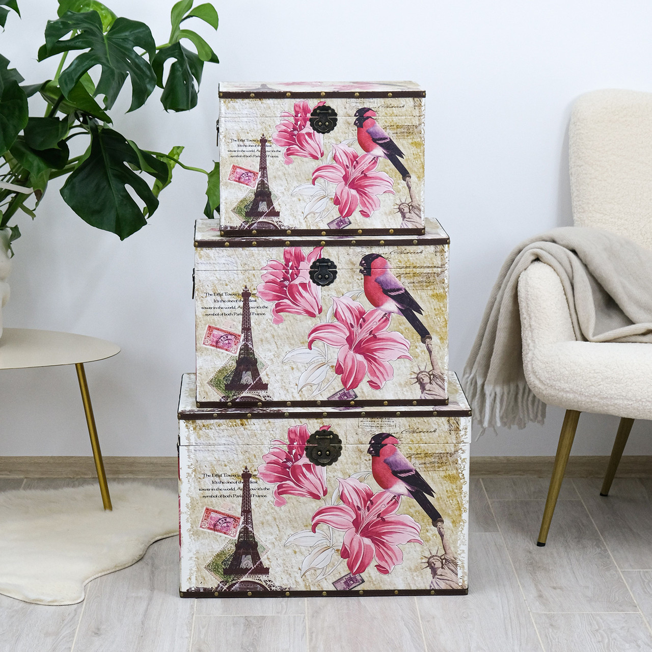 Скриня набір з 3-х Ейфелева вежа з квіткою Гранд Презент SH31117