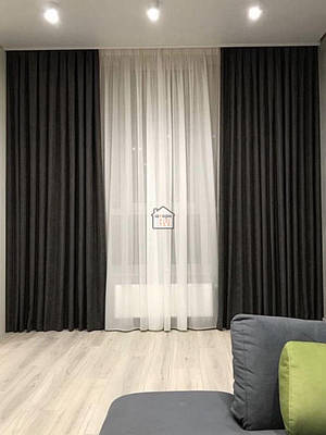 Штори мікровелюр тканина №69, темний сірий, в будинок або офіс, комплект 2 штори