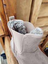 Уги ЧЕЛСІ черевички теплі БІЖОВІ BEIGE світлі ХАКИ на високій підошві екозамша жіночі зимові LQD, фото 4