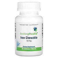 Залізо, 10 мг, Iron Chewable, Seeking Health, 60 жувальних таблеток