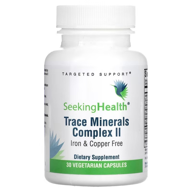 Комплекс мікроелементів без заліза та міді, Trace Minerals Complex II, Iron&Copper Free, Seeking Health, 30