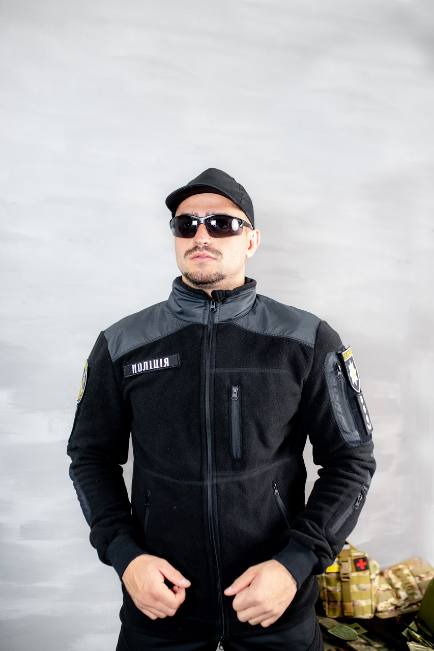 Кофта тактична флісова на хутрі чорна |Щільність 440 гр/м