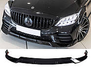 Губа ( переднього бампера ) Чорний глянець ( стиль Brabus ) на Mercedes-Benz C-Class W205 2018-2021 року