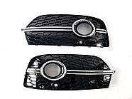 Решітки в бампер Black / Chrome ( стиль RSQ3 під туманки та парктоніки ) на AUDI Q3 8U 2011-2014 року