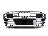 Решітка радіатора Chrome Black ( в стилі S6 під камеру та радари ) на AUDI A6 C8 2018-2023 року