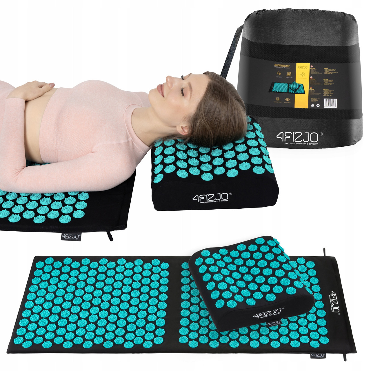 Килимок акупунктурний з подушкою 4FIZJO Ergo Mat XL Аплікатор Кузнєцова 4FJ0384 Black/Blue