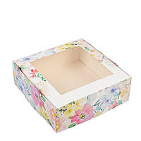 Коробка 200х200х70 для десертів "Весна" з вікном