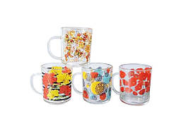 Чашка 240мл 9304-9 скляна Квіти мікс ТМ SNT Solmir