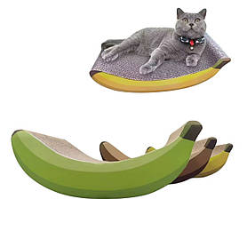 Дряпка для котів картон банан з котячою м'ятою 46х14,5х22,5 см зелена / Дряпка з картону для кота