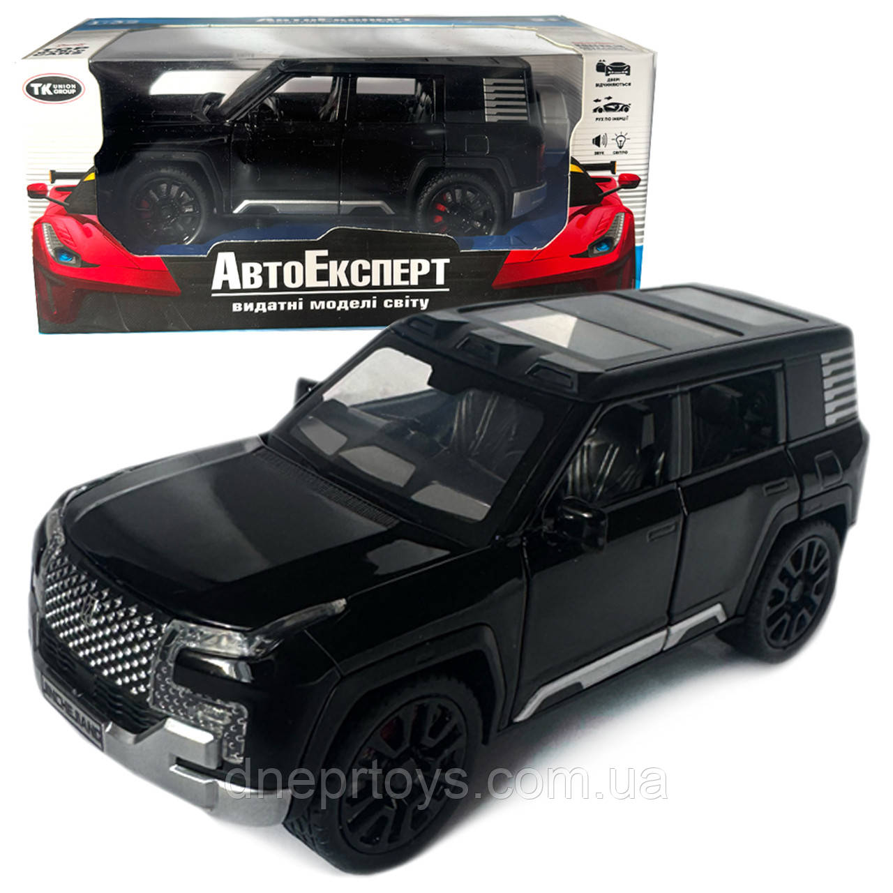 Машинка металева Land Rover Defender Ленд Ровер Дефендер чорна 1:32 відкр двері баг капот звук світло 16*6,5*7 см (32206), фото 1