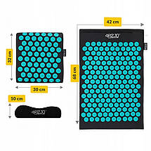 Килимок акупунктурний з подушкою 4FIZJO Ergo Mat Аплікатор Кузнєцова 4FJ0380 Black/Blue Poland, фото 5