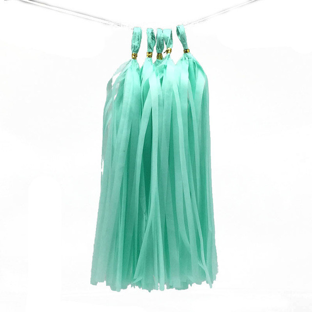 Пензлики тасел паперові гірлянди 5 шт 35 см м`ятний, фото 1