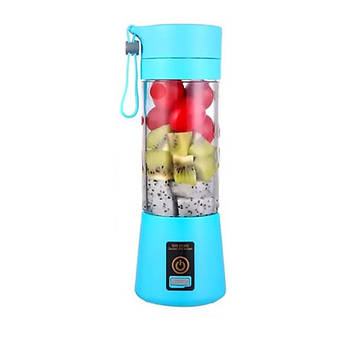 Кружка блендер міні для смузі з 6 лезами та з вбудованим акумулятором + USB Об'єм 380 мл синя