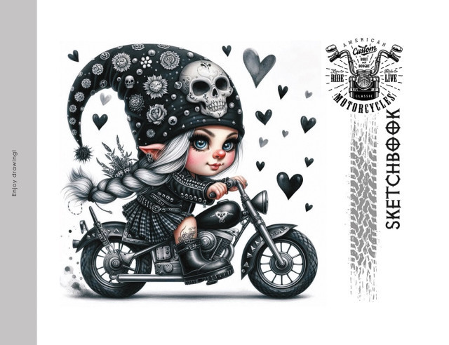 Скетчбук 200*143 мм 24 арк мат. ламінація Ельфійка, фото 1