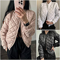 Жіноча демісезонна куртка - бомбер з плащової тканини: 42-44, 46-48, 50-52. Кольори: беж, чорний, білий