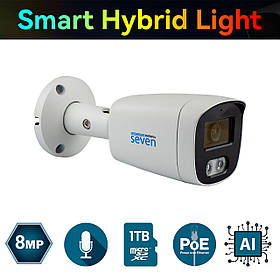 IP-відеокамера 8 Мп SEVEN IP-7228PA-DL white 2,8 мм з розумним подвійним підсвічуванням