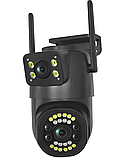Поворотна вулична IP 4G камера 6Mp V380Pro з 2 об'єктивами Розумна відеокамера з нічним баченням, фото 2