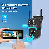 Поворотна вулична IP 4G камера 6Mp V380Pro з 2 об'єктивами Розумна відеокамера з нічним баченням, фото 3