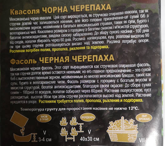Квасоля Чорна черепаха 10г, фото 3
