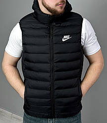 Жилетка чоловіча Nike спортивна чорна великі розміри, Чоловічий жилет Найк із капюшоном батал
