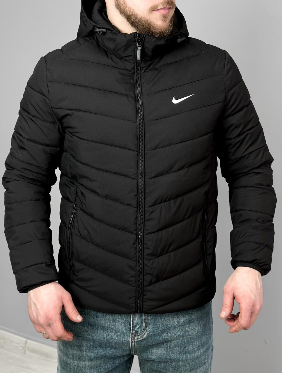 Чоловіча куртка Nike весна осінь, спортивна куртка Найк демісезонна з капюшоном чорна