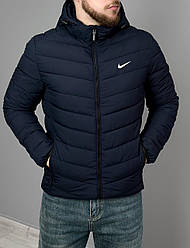 Чоловіча куртка Nike весна осінь, спортивна куртка Найк демісезонна з капюшоном синя