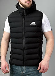 Жилетка чоловіча New balance спортивна чорна Нью Баланс жилет із капюшоном