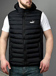 Жилетка чоловіча Puma великі розміри спортивна чорна, Чоловічий жилет Пума з капюшоном батал