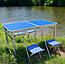 УСИЛЕННИЙ розкладний зручний стіл для пікніка + Чохол + 4 стільці Синій, фото 5