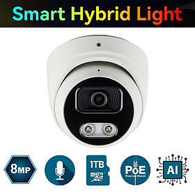 IP-відеокамера 8 Мп SEVEN IP-7218PA-DL white 2,8 мм з розумним подвійним підсвічуванням