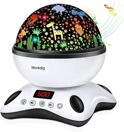 Moredig Kids Night Light Projector, пульт дистанційного керування для дитячої кімнати з 12 музичними нічними, фото 1