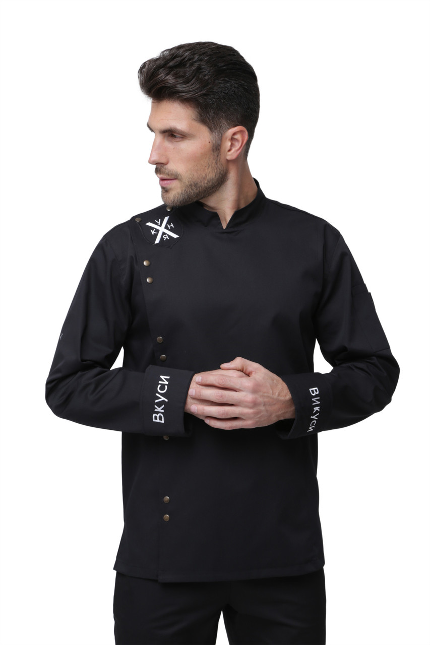 Чоловічий кухар кухар кухаря Смаку Чорний зі змішаної тканини — стиль, комфорт і професіоналізм!, фото 1