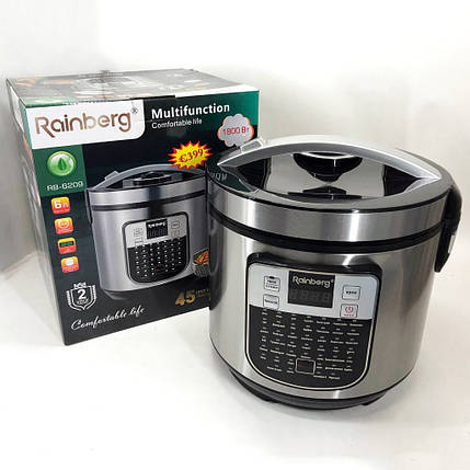 Мультиварка пароварка Rainberg RB-6209 45 програм 6 л 1000W, Сенсорна мультиварка рисоварка, фото 1