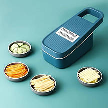 Тертка з контейнером Multi-purpose kitchen cutter зі змінними лезами та насадками, фото 3