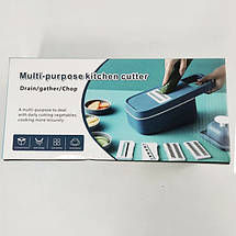 Тертка з контейнером Multi-purpose kitchen cutter зі змінними лезами та насадками, фото 5