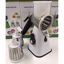 Овочерізка мультислайсер Tabletop Drum Grater Kitchen Master Терка для овочів та фруктів 3 насадки. Колір: білий, фото 5