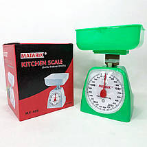 Ваги кухонні механічні MATARIX MX-405 5 кг, ваги для зважування продуктів. Колір: зелений, фото 4