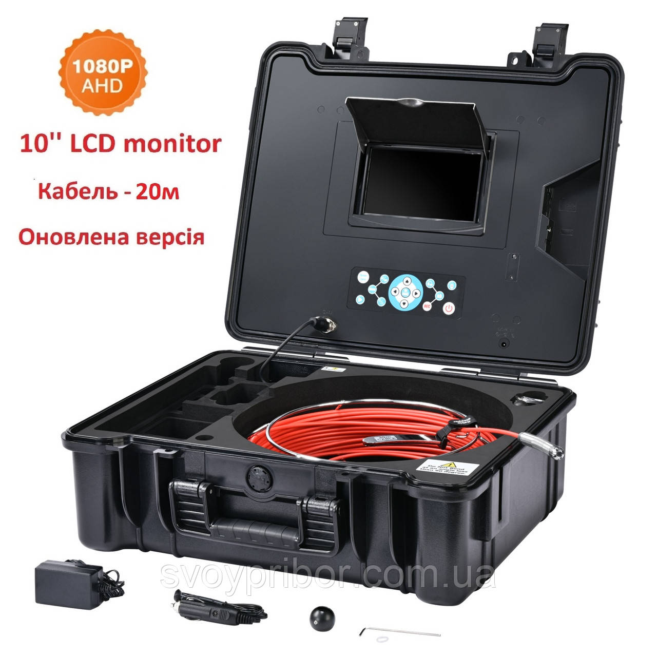 Відеобороскоп TV-BTECH 3199F-10-Н14-20м 1080P AHD (камера 14мм; кабель 20м, дисплей 10''), фото 1