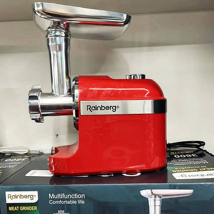 М'ясорубка Rainberg RB-2270 з реверсом та насадками для шатківниці та ковбас 3800W. Колір: червоний, фото 1