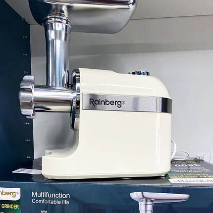М'ясорубка Rainberg RB-2270 з реверсом та насадками для шатківниці та ковбас 3800W. Колір: білий, фото 1