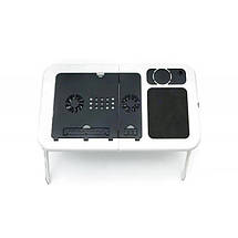 Складаний столик для ноутбука LD-09 E-Table, столик з охолодженням 2 USB кулера, Стіл підставка з вентиляцією, фото 3
